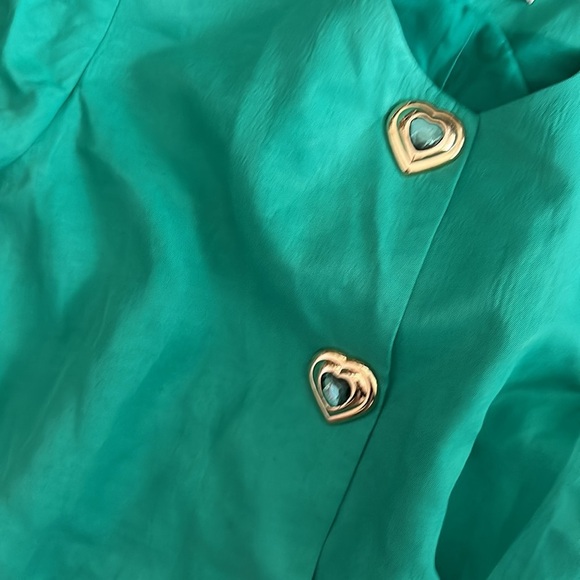 ADL x Raisa Vanessa crop green heart embellished button blazer M St Pattys - Picture 2 of 7